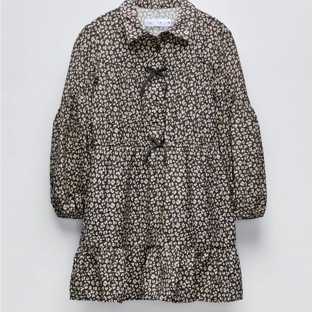 Zara Black and White Floral Long Sleeve Dress